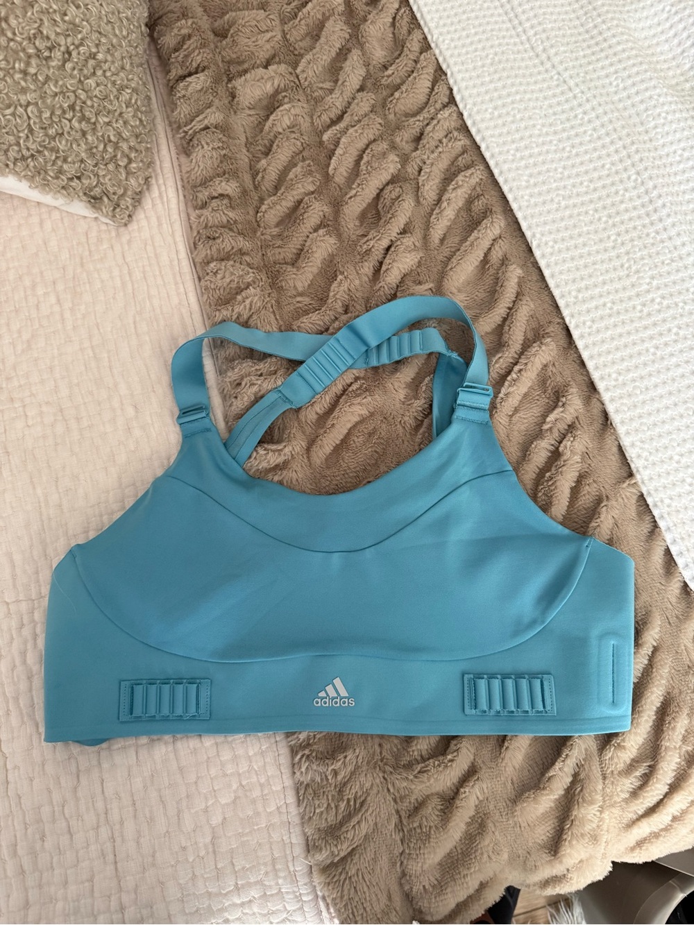adidas Teal Blue High-Support Sports Bra with Adjustable Straps